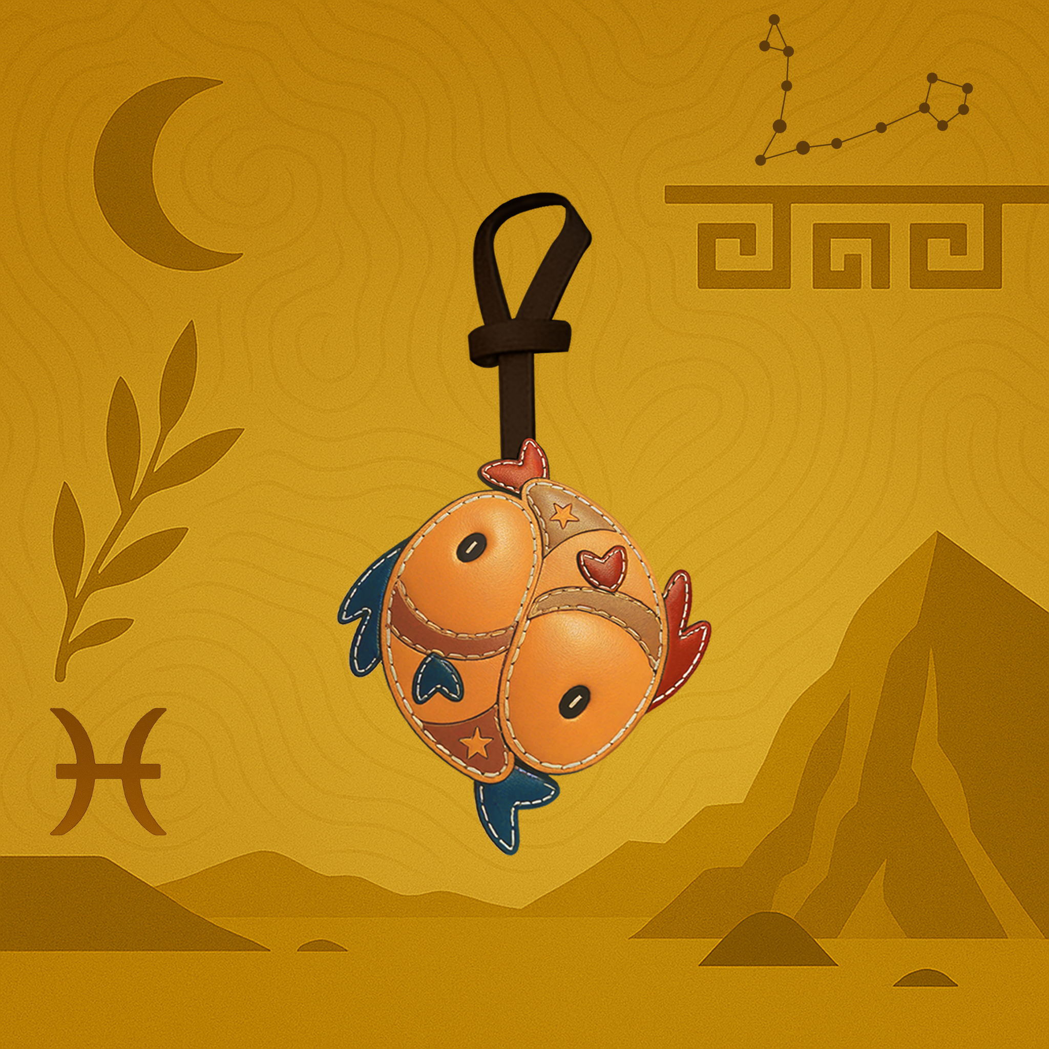 Pisces - Zodiac Horoscope Leather Charm