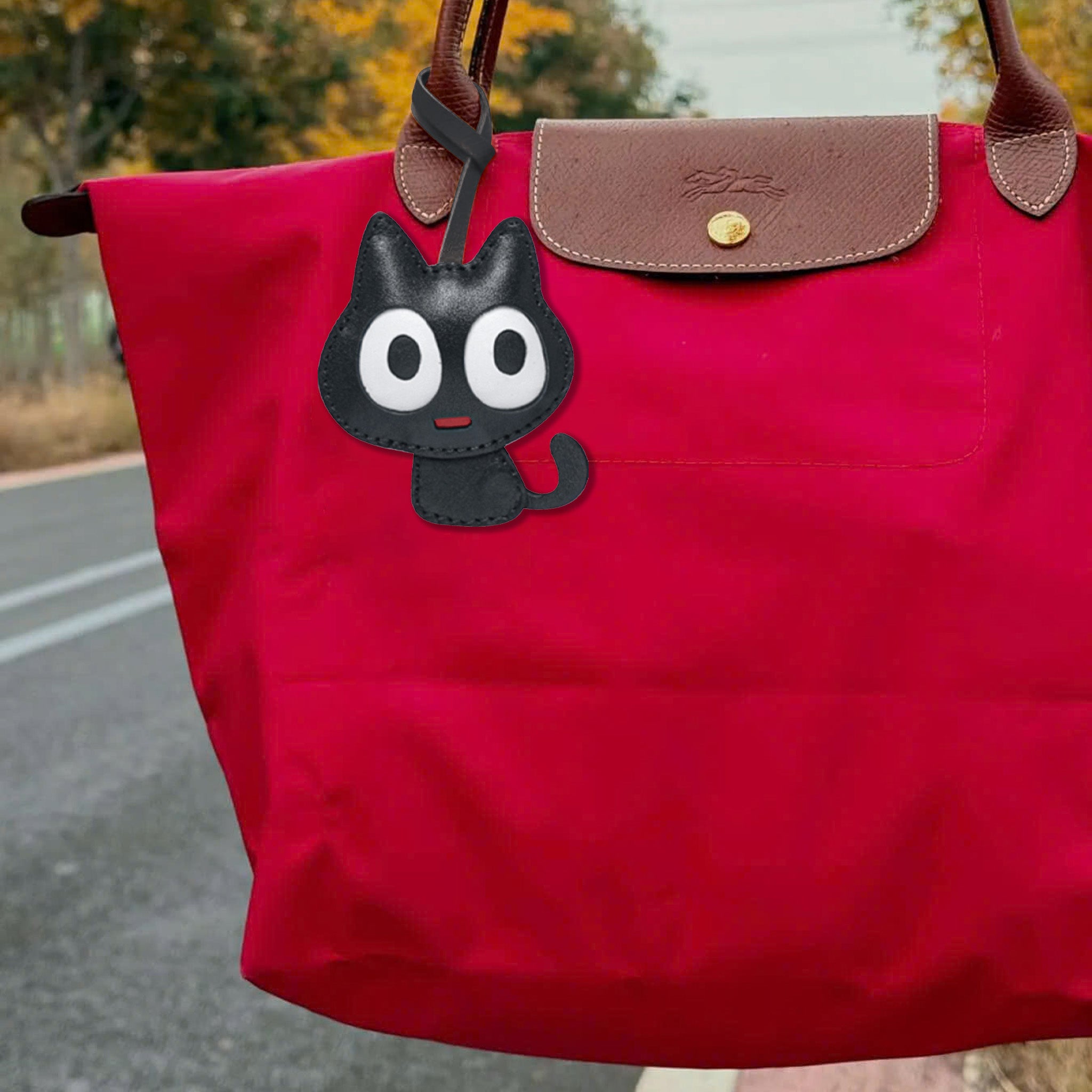 CARTOON BLACK CAT BAG CHARM