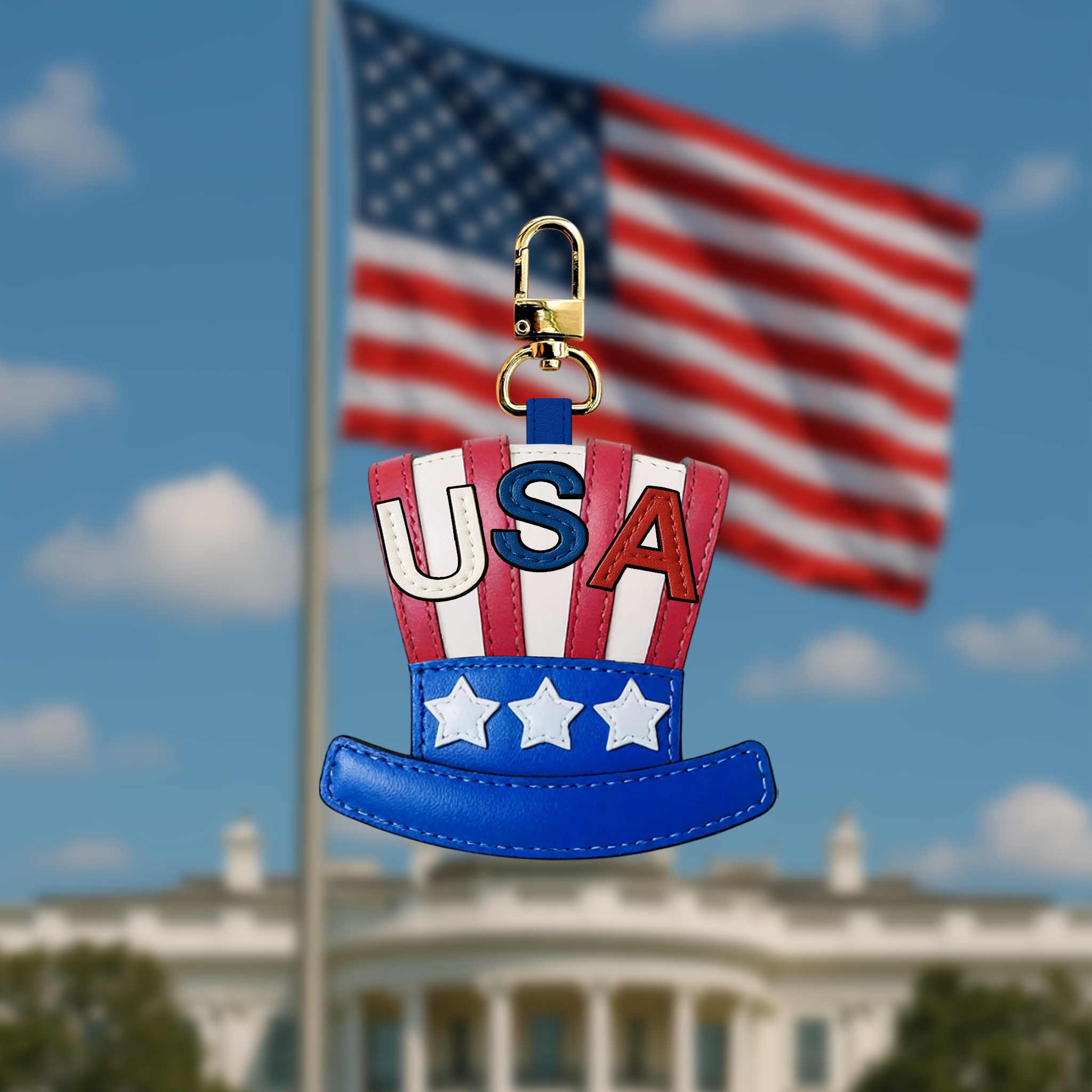 U.S.A HAT LETTER BAG CHARM